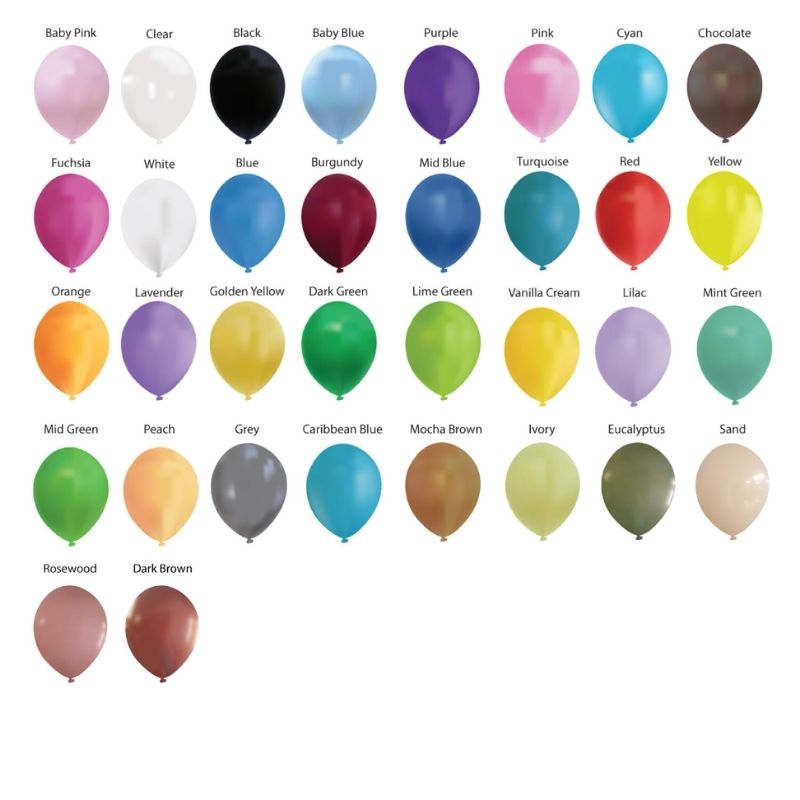 Classic Latex balloon colours chart