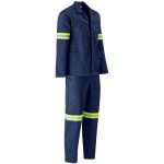Trade Polycotton Conti Suit - Reflective Arms & Legs - Yellow Taped- Navy
