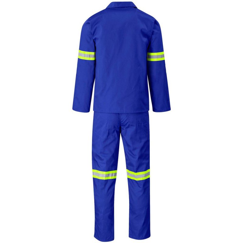 Trade Polycotton Conti Suit - Reflective Arms & Legs - Yellow Taped- Navy