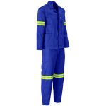 Trade Polycotton Conti Suit - Reflective Arms & Legs - Yellow Taped- Navy