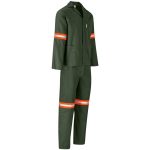 Acid Resistant Polycotton Conti Suit - Reflective Arm & Legs - Orange Tape- Olive