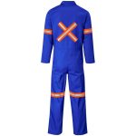 Safety Polycotton Boiler Suit - Reflective Arms Legs & Back - Orange Tape- Royal Blue