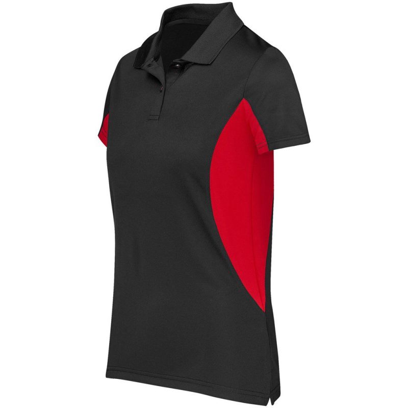 Ladies Championship Golf Shirt- Black With Red