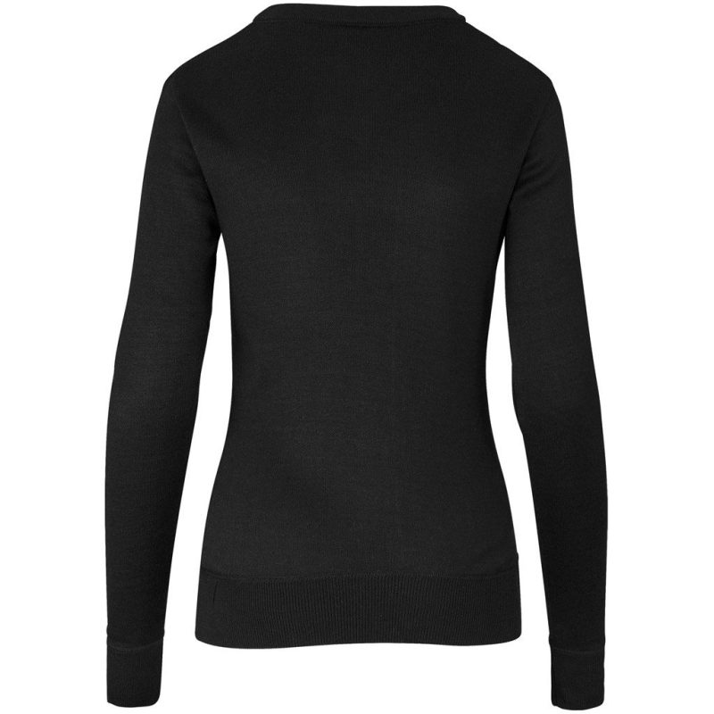Ladies Long Sleeve Peru V-Neck Jersey- Black