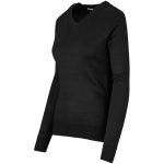 Ladies Long Sleeve Peru V-Neck Jersey- Black