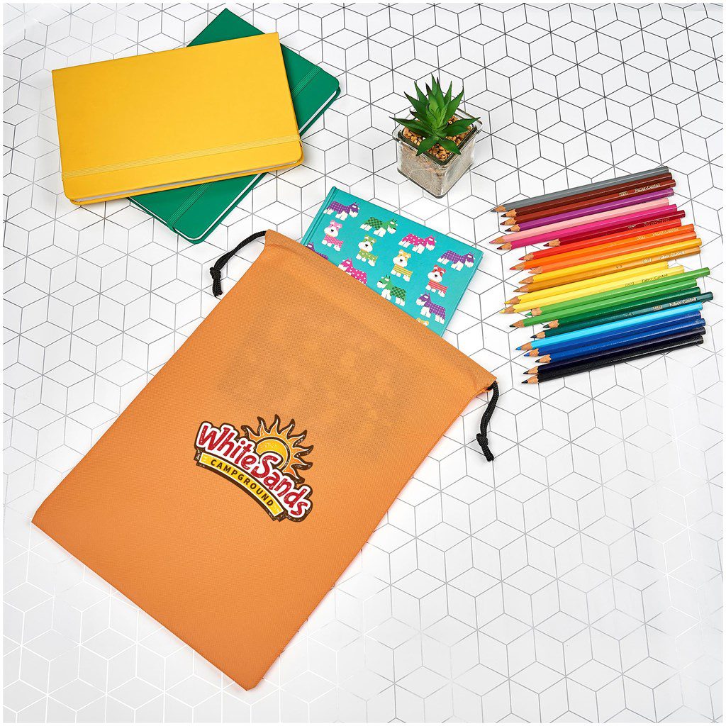 Quando Non-Woven Drawstring Pouch- Black