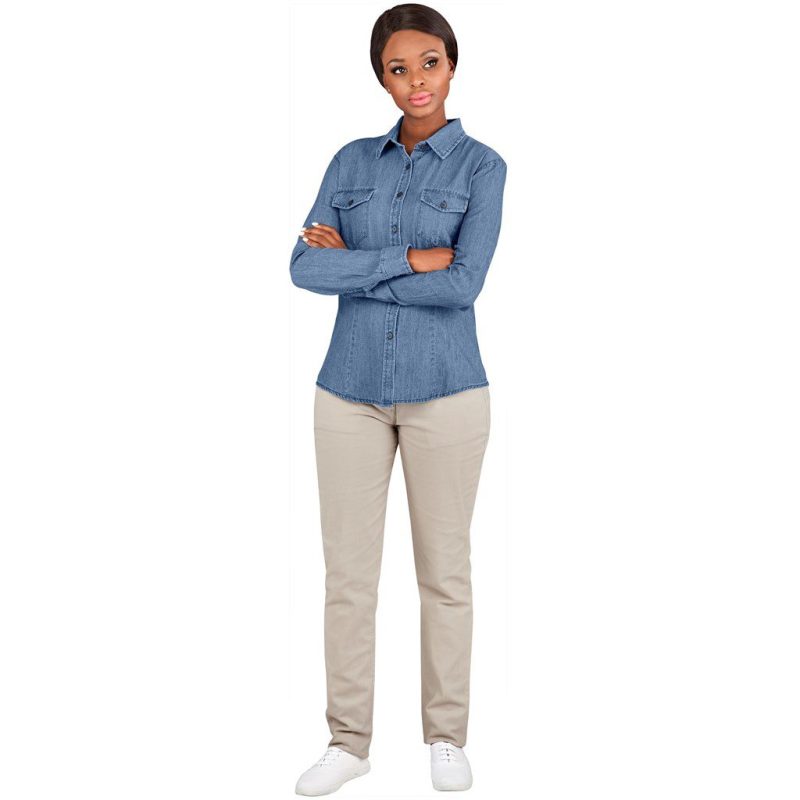 Ladies Long Sleeve Eastwood Shirt- Blue
