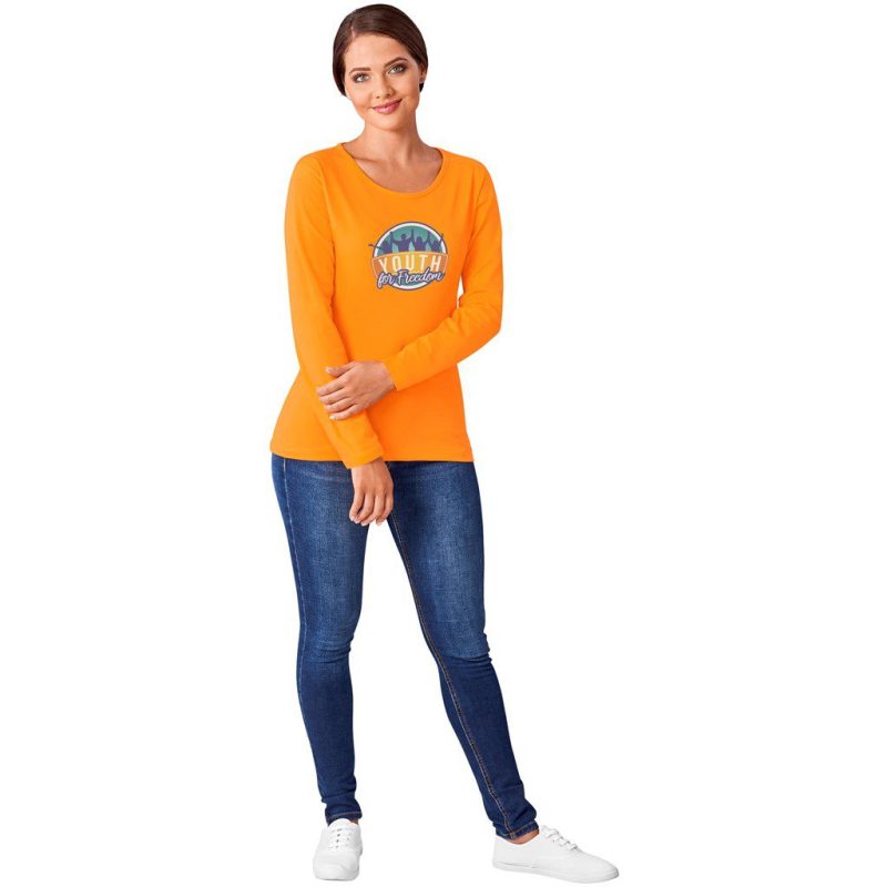 Ladies Long Sleeve Portland T-Shirt- Black