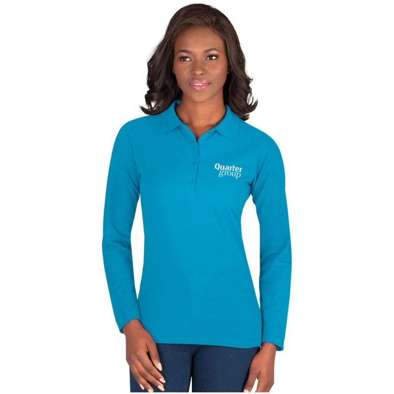 Ladies Long Sleeve Elemental Golf Shirt- Aqua
