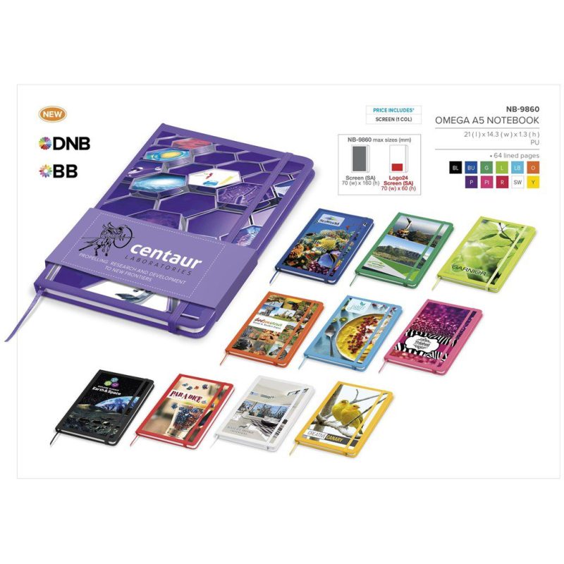 Omega A5 Hard Cover Notebook- Black