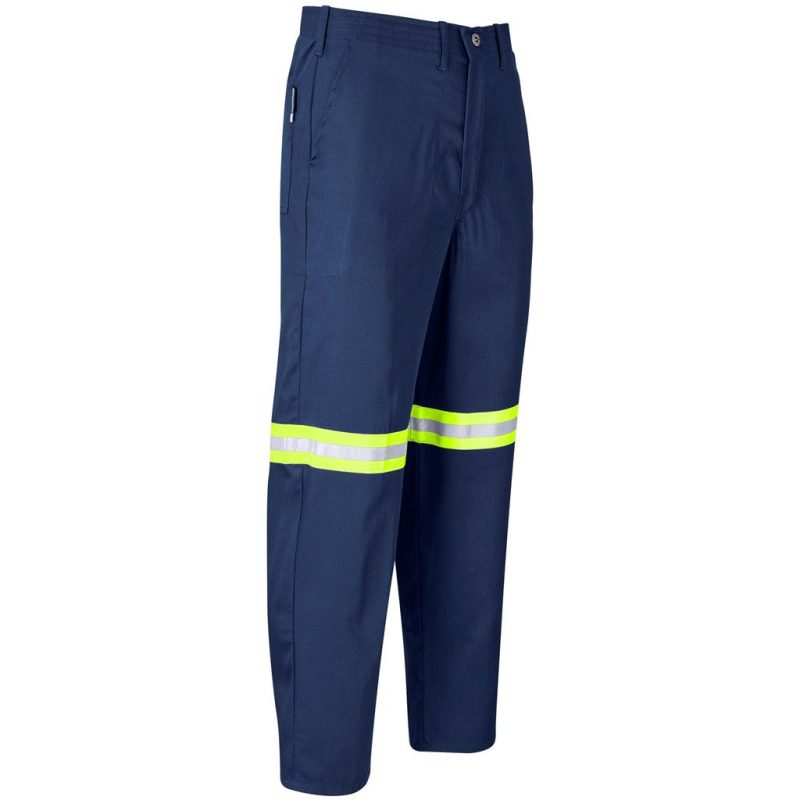 Trade Polycotton Pants - Reflective Legs - Yellow Tape- Black