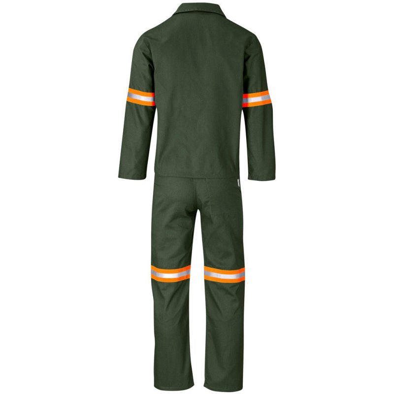 Acid Resistant Polycotton Conti Suit - Reflective Arm & Legs - Orange Tape- Olive