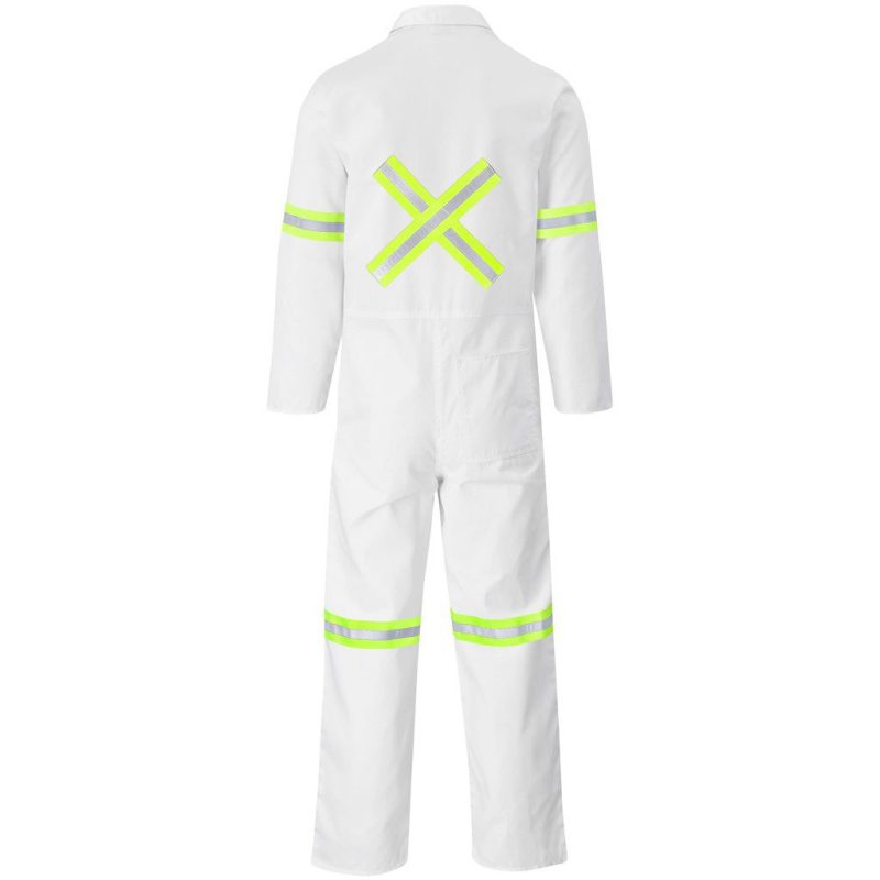 Safety Polycotton Boiler Suit - Reflective Arms Legs & Back - Yellow Tape- Royal Blue