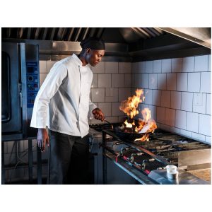 Unisex Long Sleeve Zest Chef Jacket- Black