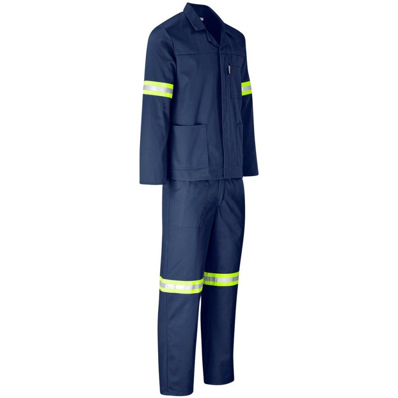 Trade Polycotton Conti Suit - Reflective Arms & Legs - Yellow Tape- Black