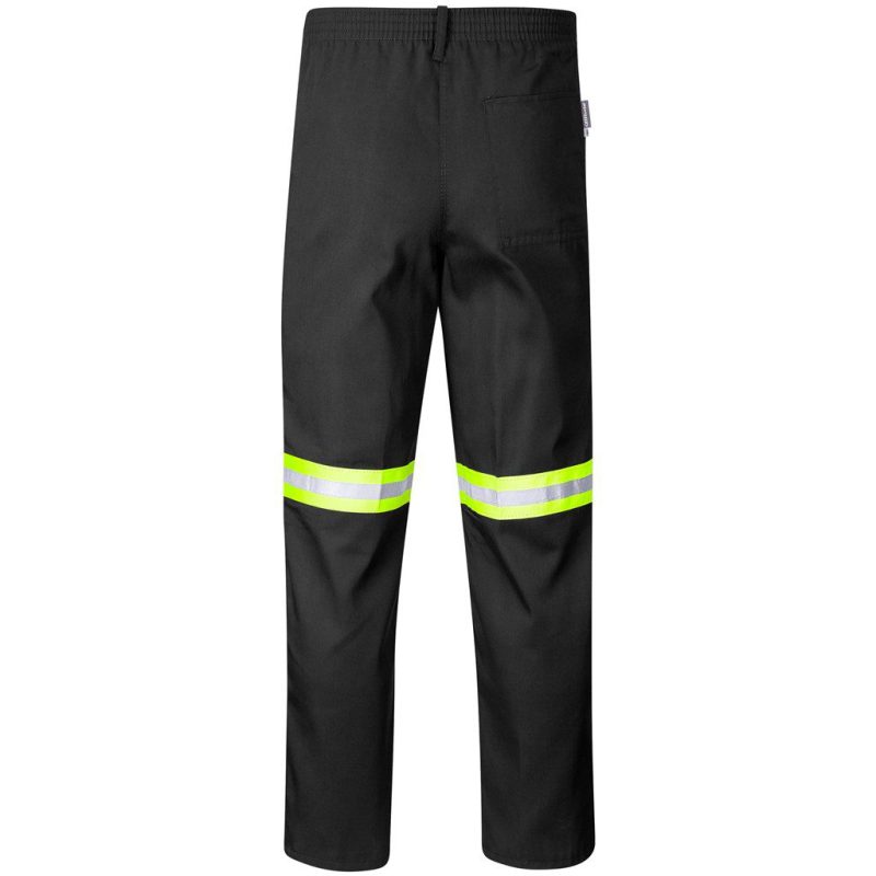 Trade Polycotton Pants - Reflective Legs - Yellow Tape- Black