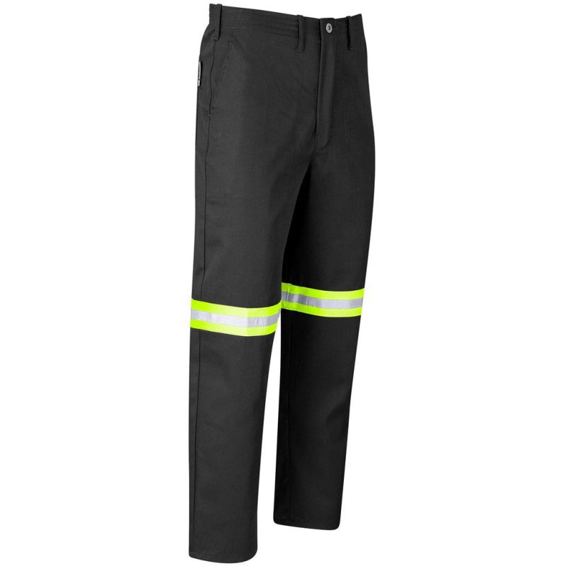 Trade Polycotton Pants - Reflective Legs - Yellow Tape- Black