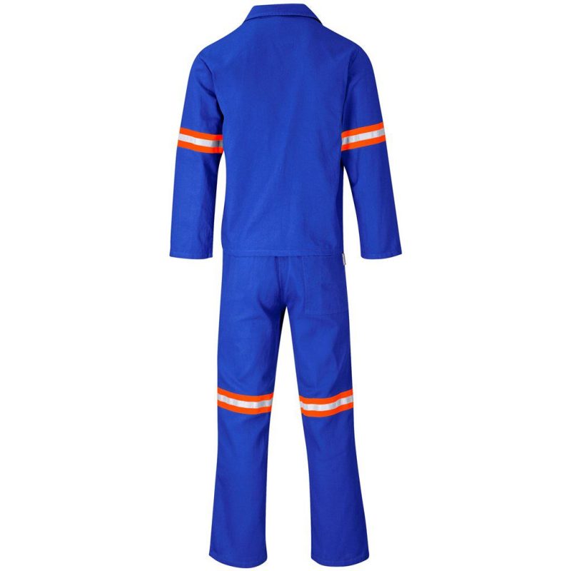 Technician 100% Cotton Conti Suit - Reflective Arms & Legs - Orange Tape- Navy
