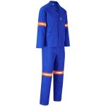 Technician 100% Cotton Conti Suit - Reflective Arms & Legs - Orange Tape- Navy