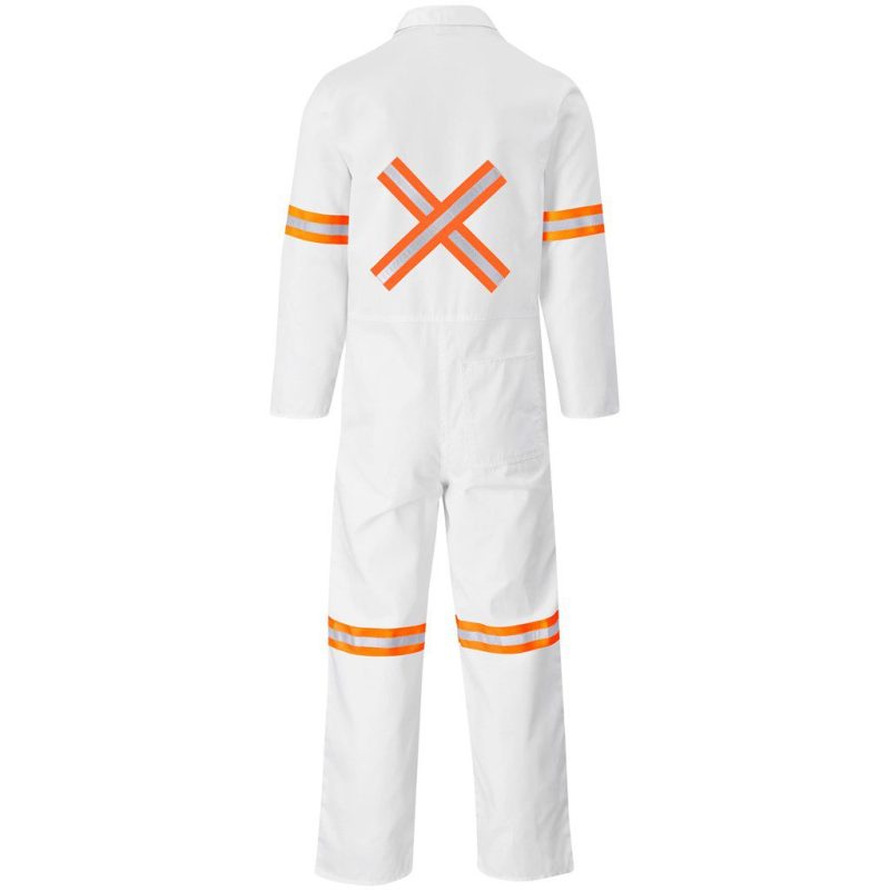 Safety Polycotton Boiler Suit - Reflective Arms Legs & Back - Orange Tape- Royal Blue