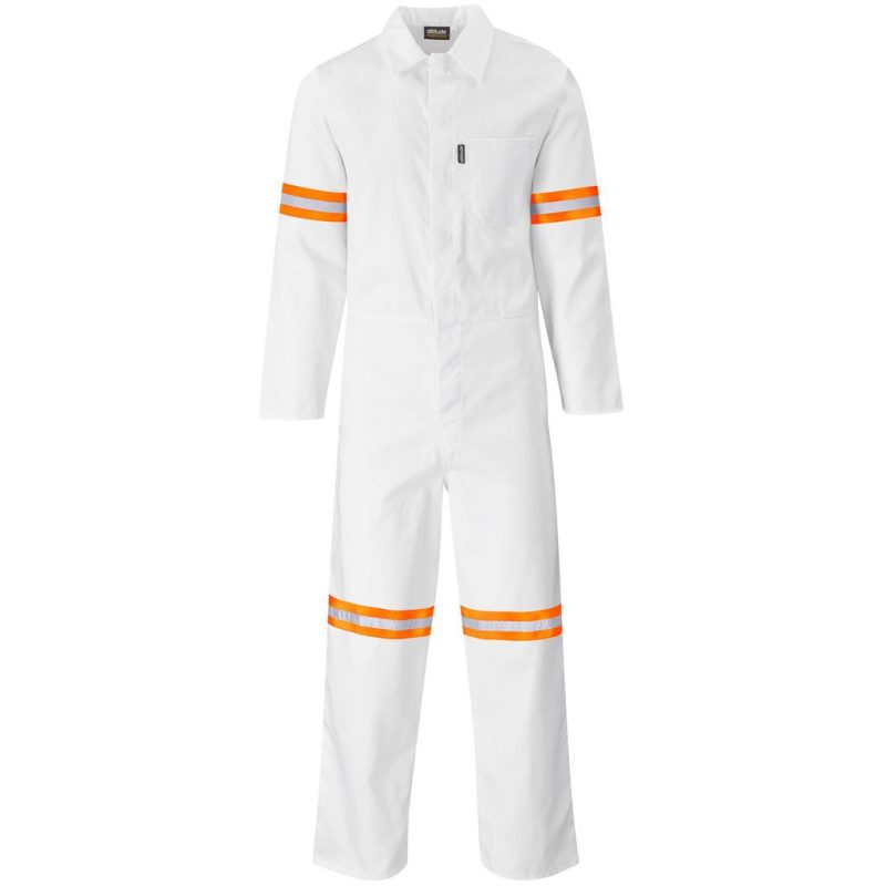 Safety Polycotton Boiler Suit - Reflective Arms Legs & Back - Orange Tape- Royal Blue