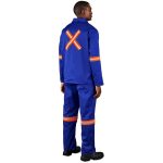 Site Premium Polycotton Jacket - Reflective Arms & Back - Orange Tape- Navy