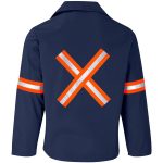 Site Premium Polycotton Jacket - Reflective Arms & Back - Orange Tape- Navy