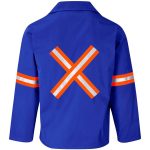 Site Premium Polycotton Jacket - Reflective Arms & Back - Orange Tape- Navy