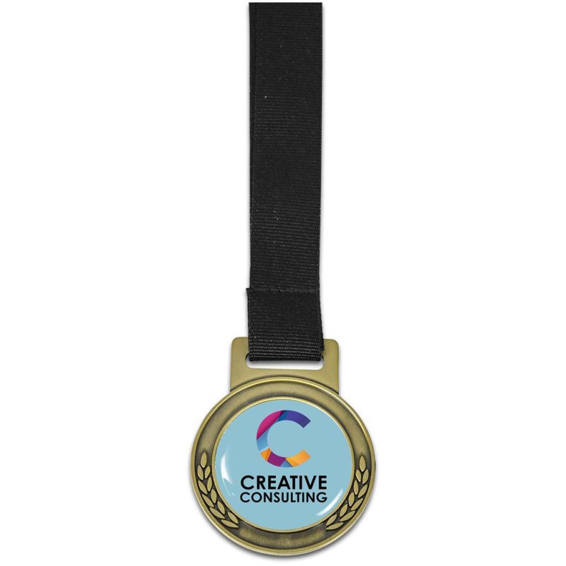 Achiever Medal With Black Petersham Lanyard - Bronze- Bronze
