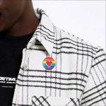 LGBTQ Lapel Badges - Rainbow Stripes heart