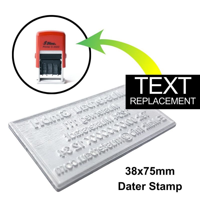 38x75mm Dater Stamp 38x75mm Dater Stamp - Text Replace Only