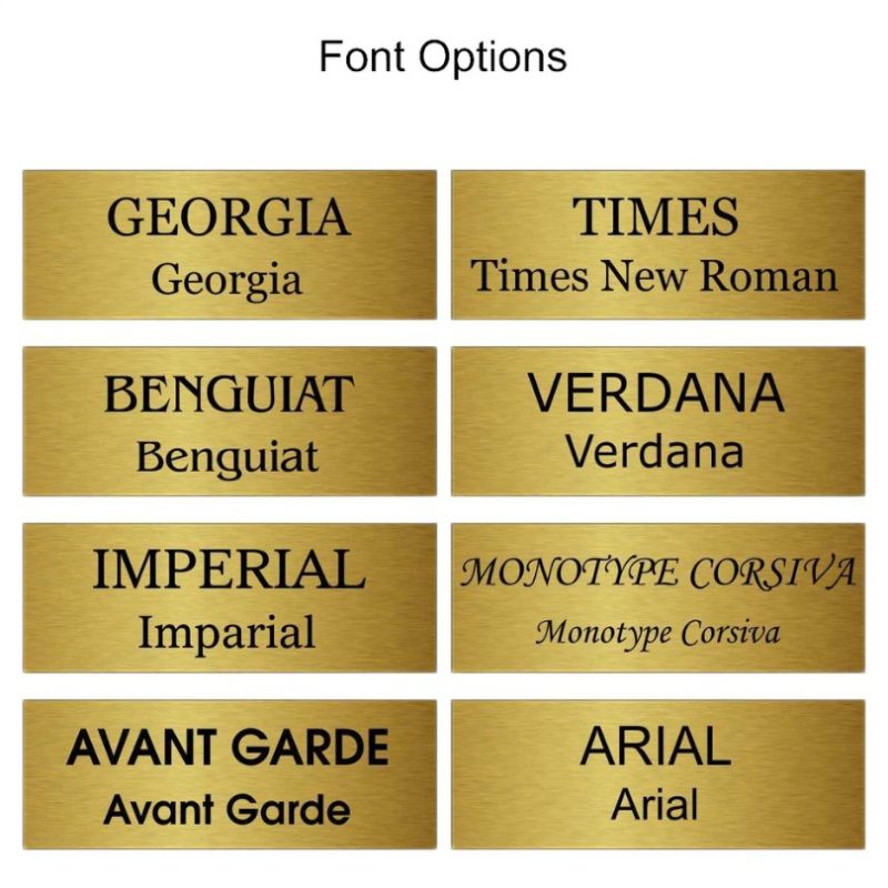 Engraved Plaques Font Options