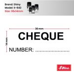 Shiny 38x14mm Stock Stamp - Cheque Number