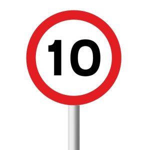 10km Speed Limit road sign (R201)
