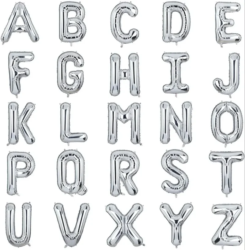 Silver Letter & Number Balloons