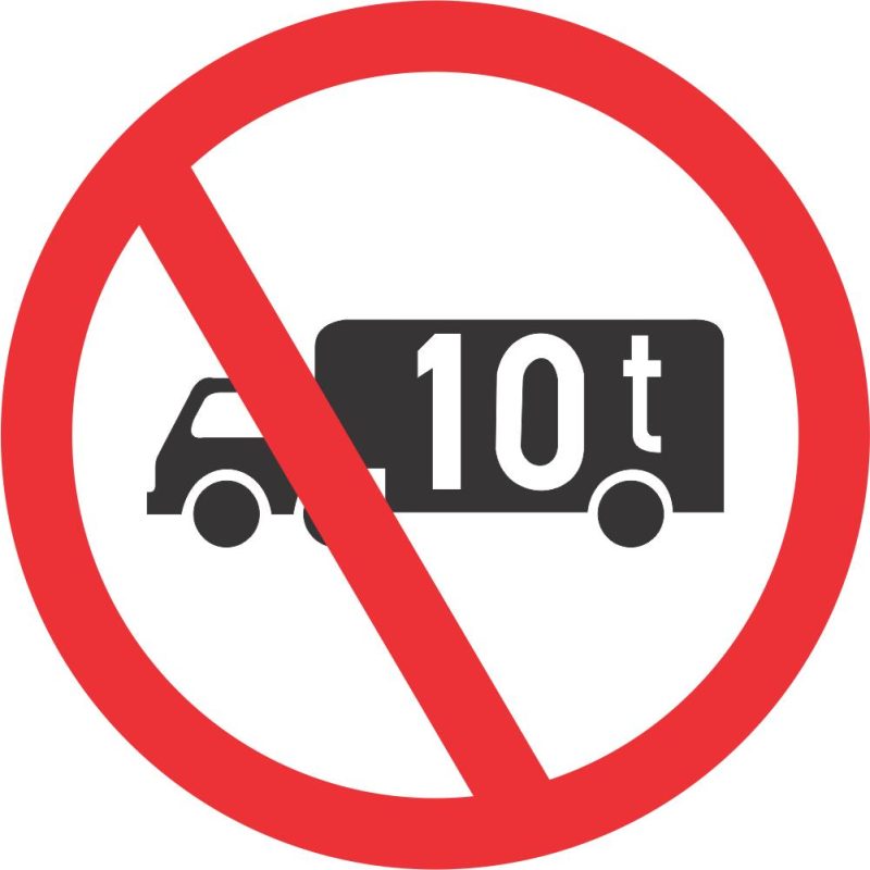 NO GOODS VEHICLES OVER INDICATED GVM ROAD SIGN (R230)