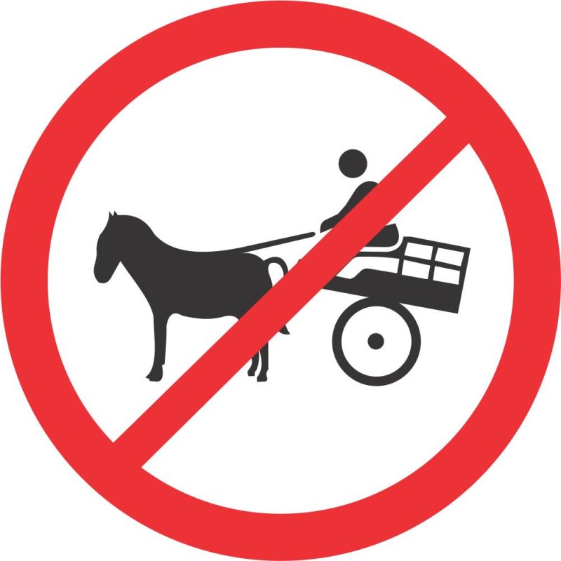 NO ANIMAL DRAWN VEHICLES ROAD SIGN (R237)