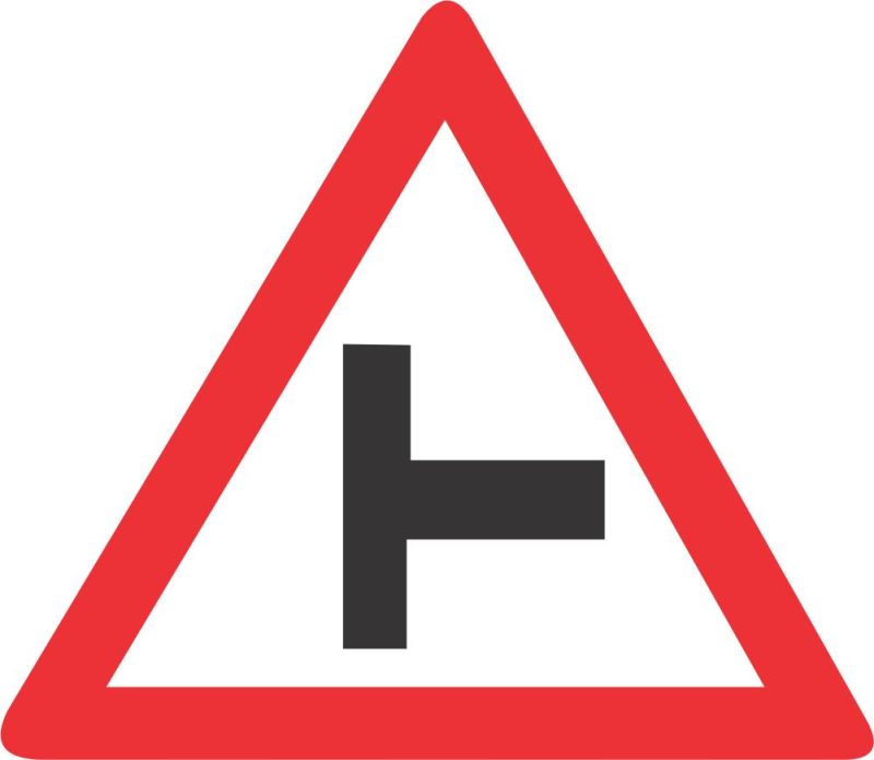 SIDE-ROAD JUNCTION (RIGHT) ROAD SIGN (W108)