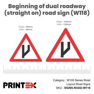 Beginning Of Dual Roadway (Straight On) Road Sign (W118)