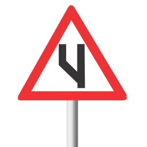 Beginning Of Dual Roadway (To Left) Road Sign (W119)