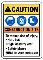 CAUTION CONSTRUCTION SITE - SAFETY SIGN (CAU092)