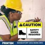 CAUTION SAFETY SHOES REQUIRED SAFETY SIGN (MV007 B)