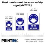Dust mask must be worn safety sign (MV012A)