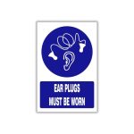 Ear plugs must be worn safety sign (MV031)