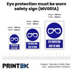 Eye protection must be worn safety sign (MV001A)