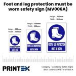 Foot and leg protection must be worn safety sign (MV006A)
