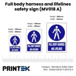 Full body harness and lifelines safety sign (MV018 A)