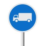 Goods Vehicles Only road sign (R123)