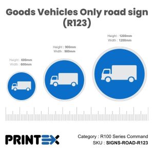 Goods Vehicles Only road sign (R123)