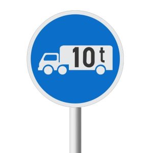 Goods Vehicles over indicated GVM Only road sign (R124)